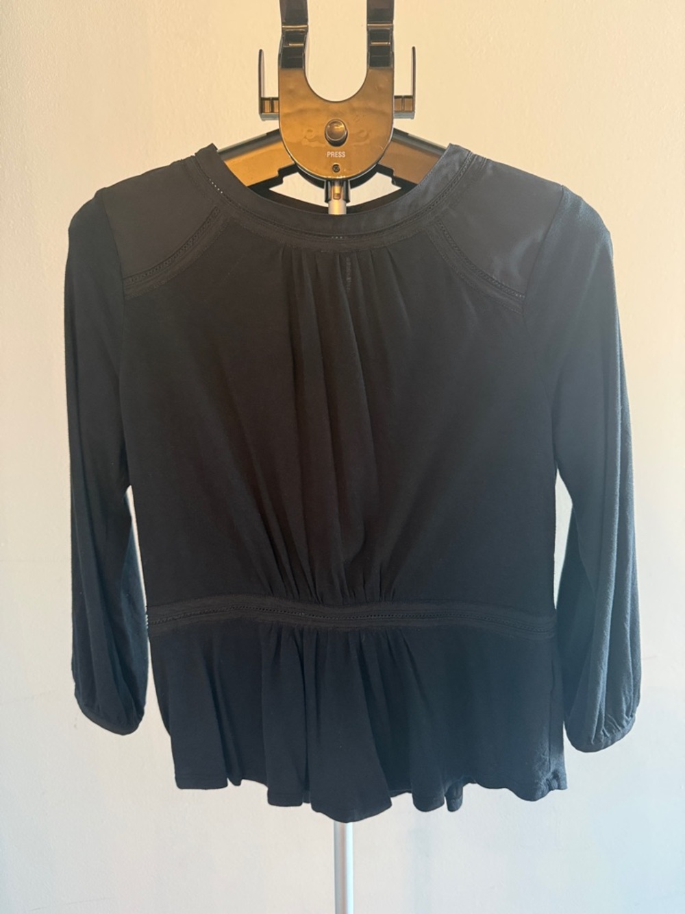 Women’s Black Long-Sleeve Peplum Top